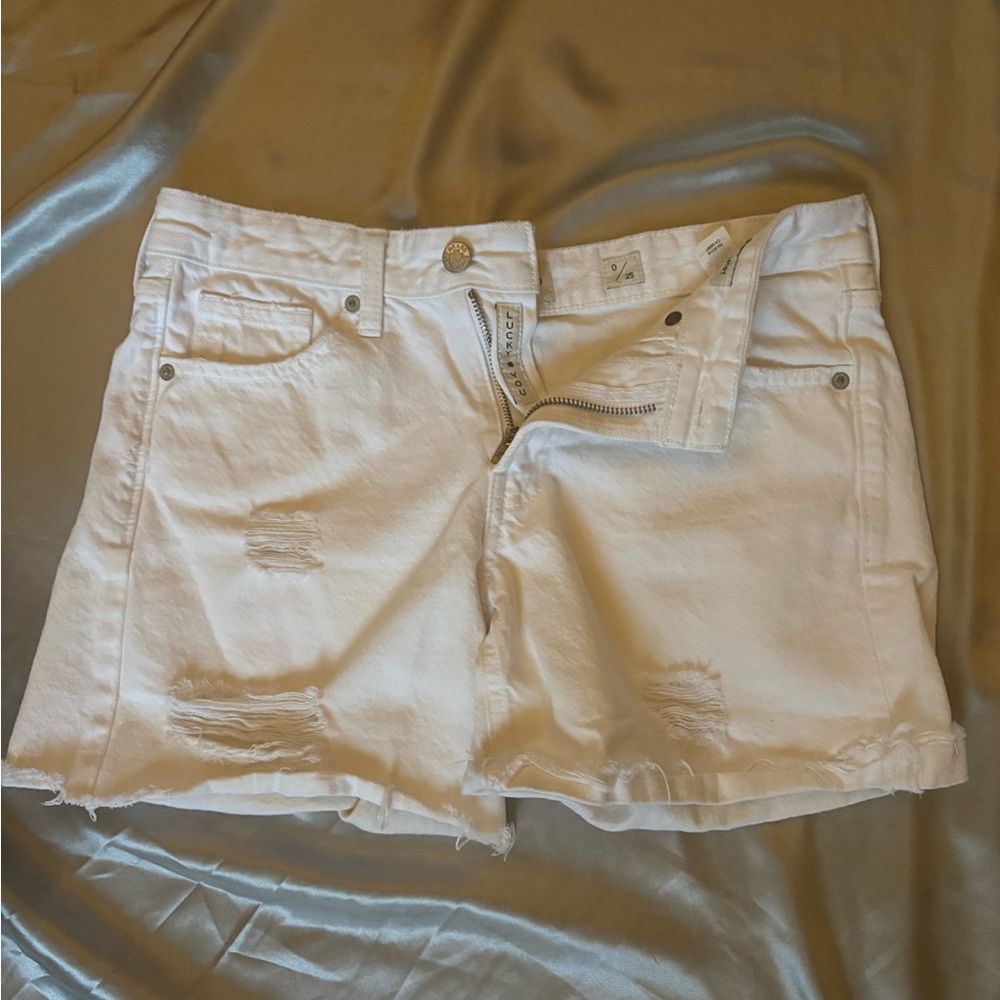 Lucky Brand White Distressed Jean Shorts Size 0/25